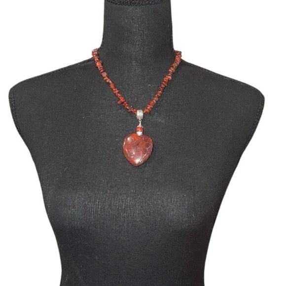 Jay King Jewelry - Vintage Jay King Mine Finds DTR 925 Silver Red Jasper Heart Pendant Necklace